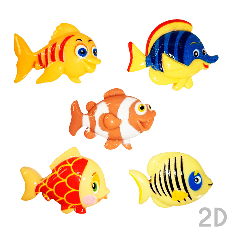 R peces surt. colores 2d roscon resina (c. 100 und) 2,5-3 cm