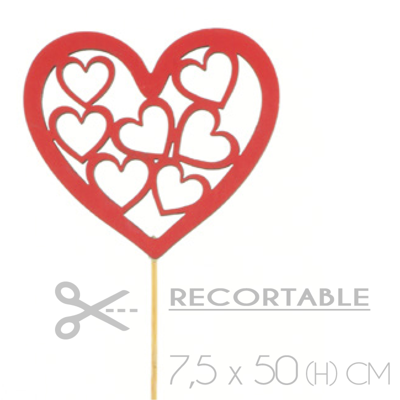 Pincho corazon madera (palo recortable) (caja 10 unds.)
