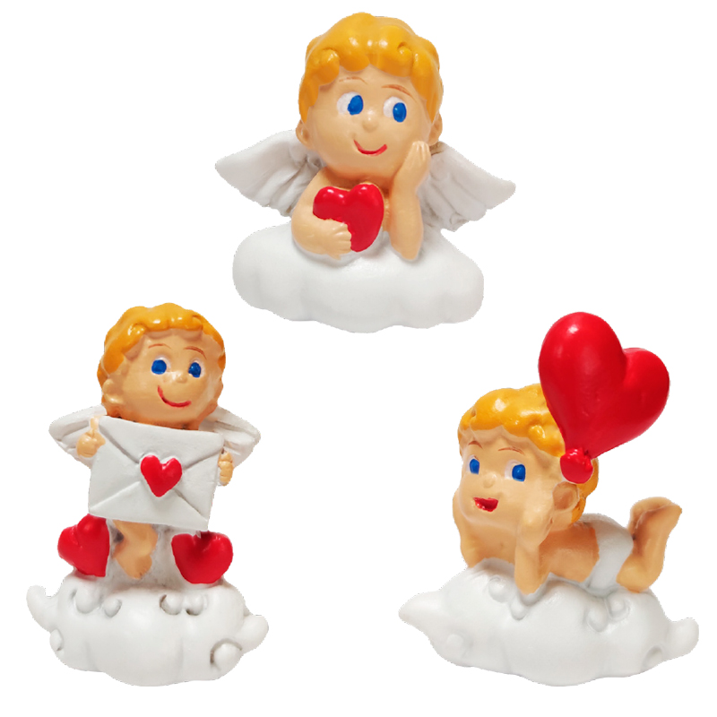 Cupidos nube surt. resina 4 cm. (caja 36 unid.)